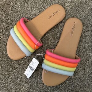 NWT Lane Bryant Slip-On Rainbow🌈Sandals, Size 10.5W